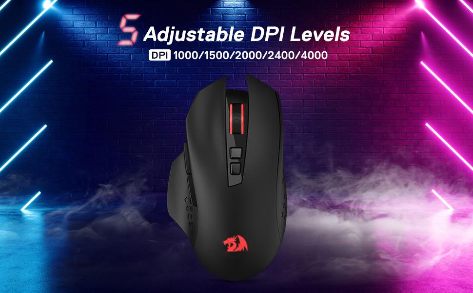 Redragon M656 Gainer Wireless Gaming Mouse, 4000 DPI 2.4Ghz Gamer Mouse w/ 5 DPI Levels, 7 Macro Buttons, Red LED Backlit & Pro Software/Drive Supported, for PC/Mac/Laptop