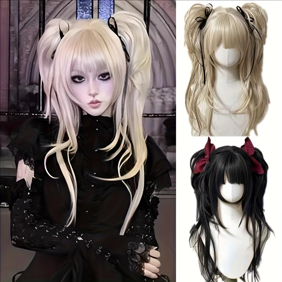 Lolita style hairstyle high-level double ponytail headgear cosplay wig woman cute anime wig long curly hair for Halloween