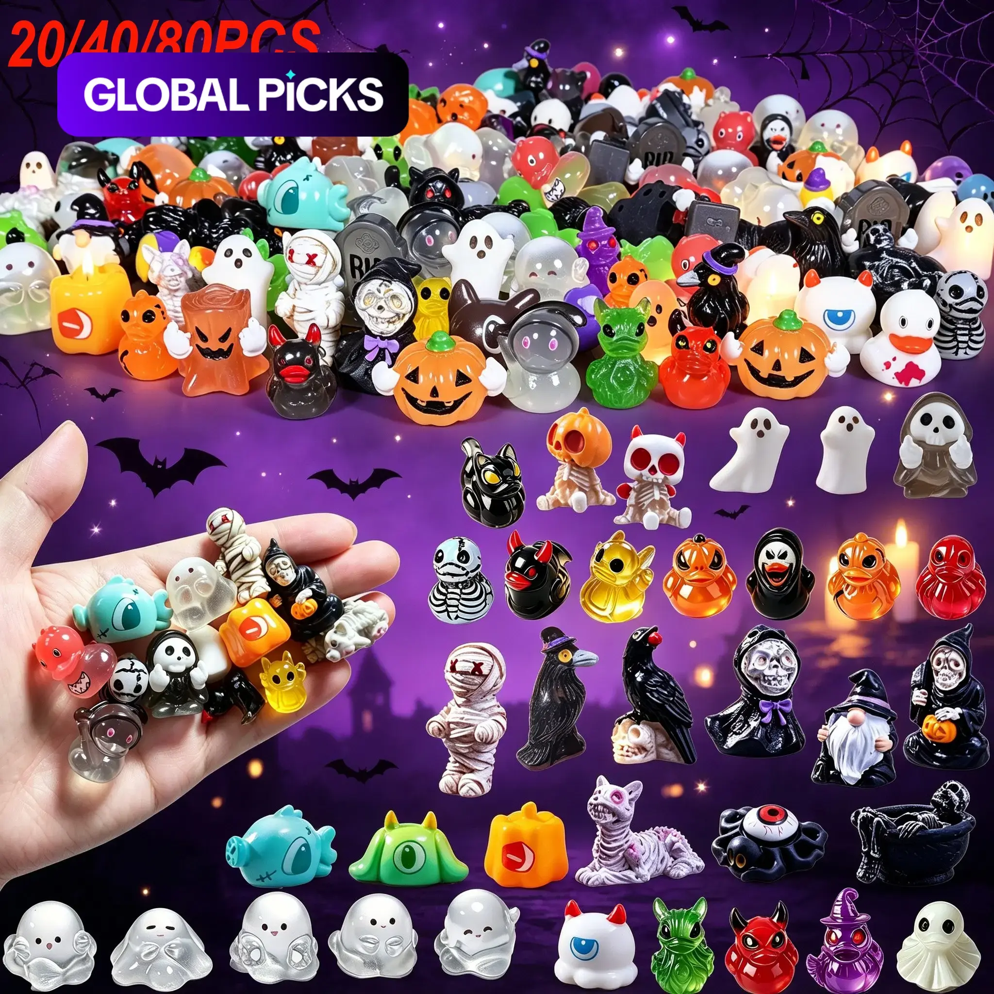Mini Ghost Skull Devil Witch Resin Ornaments, Cute Spooky Decorative Halloween Decor, Mini Garden Figurines, Perfect Party Gifts