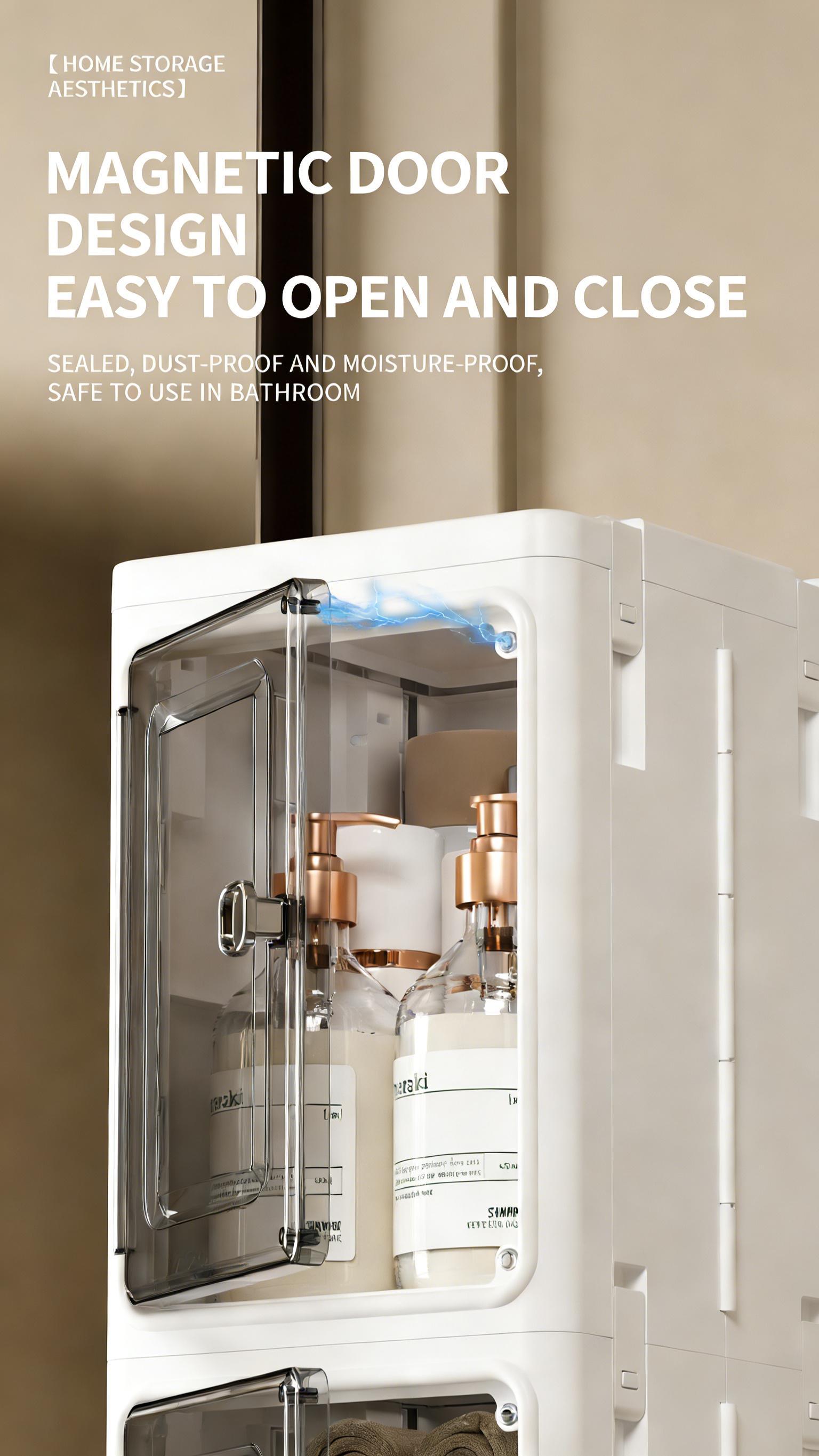 Rolling 5-Tier Plastic Storage Boxes with Lids | Foldable Stackable Containers in White for Home, Office & Dorm Use