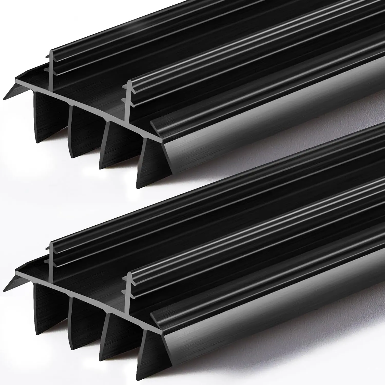 2 count 32inch  Door Bottom with Vinyl Fins 1 3/4" Wide Threshold Seal Bottom of Door Weatherstrip Kerf Weather Stripping for 7/8" Between Barbs(Black)