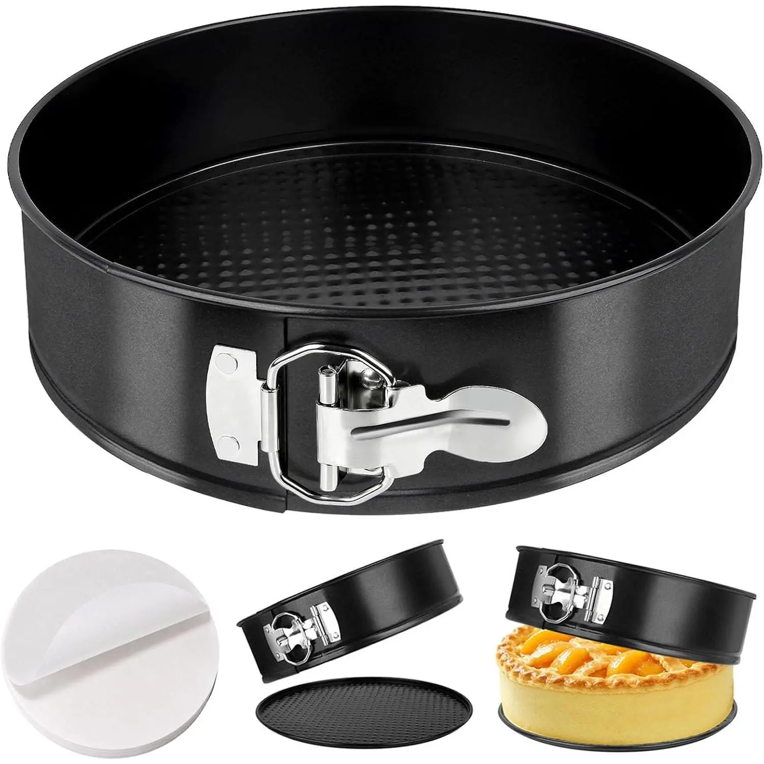 9 Inch non-stick Cheesecake Pan Springform Pan, Removable Bottom with 50PCS Parchment Paper
