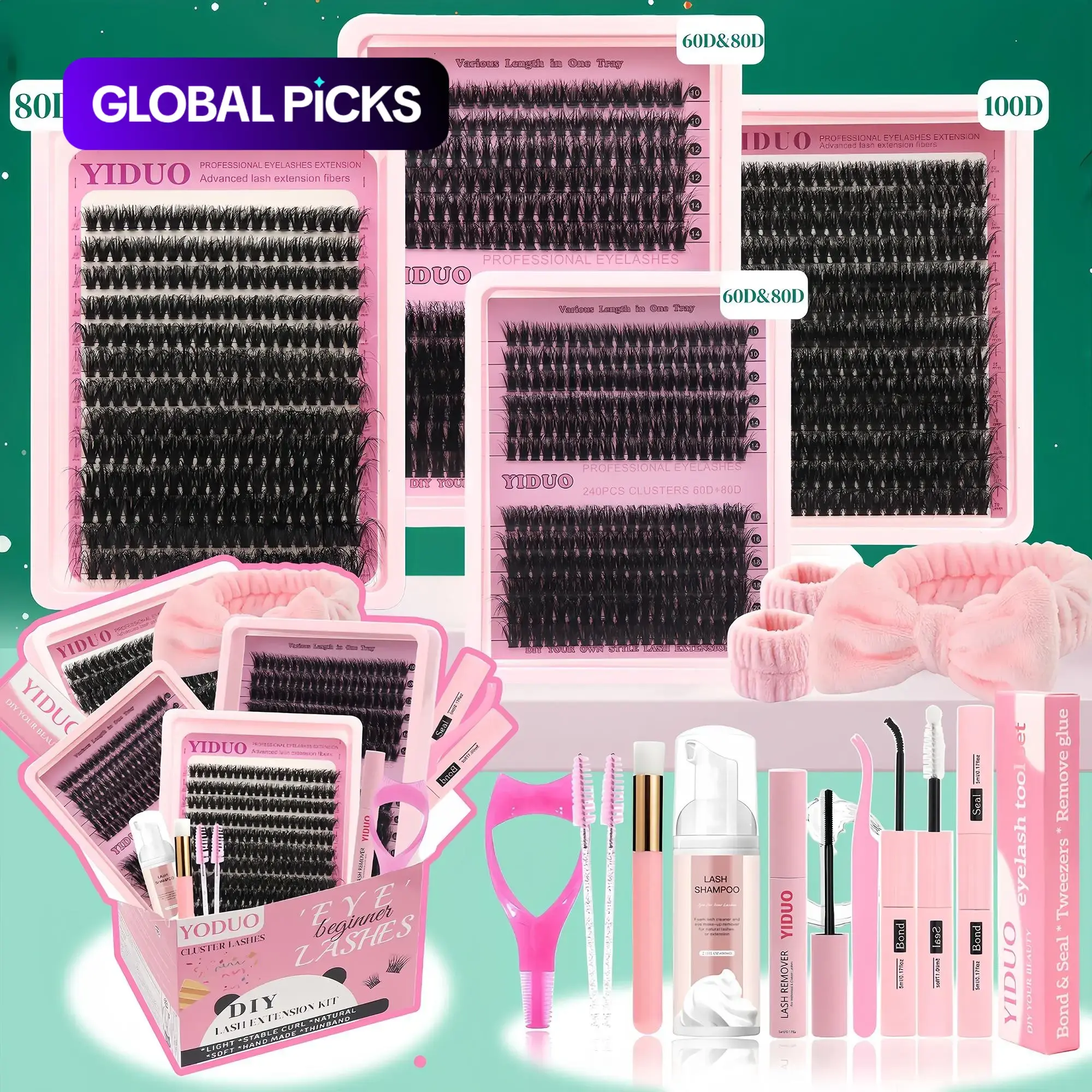 Mixed Length Individual False Eyelashes Kit, Eyelashes Set, DIY Eyelash Extensions, Natural-Looking Eyelash Extensions with Accessories, Self-Grafting Curling Lashes for Women, Individual Fake Eyelashes, Cosmetic False Lashes, Makeup Products