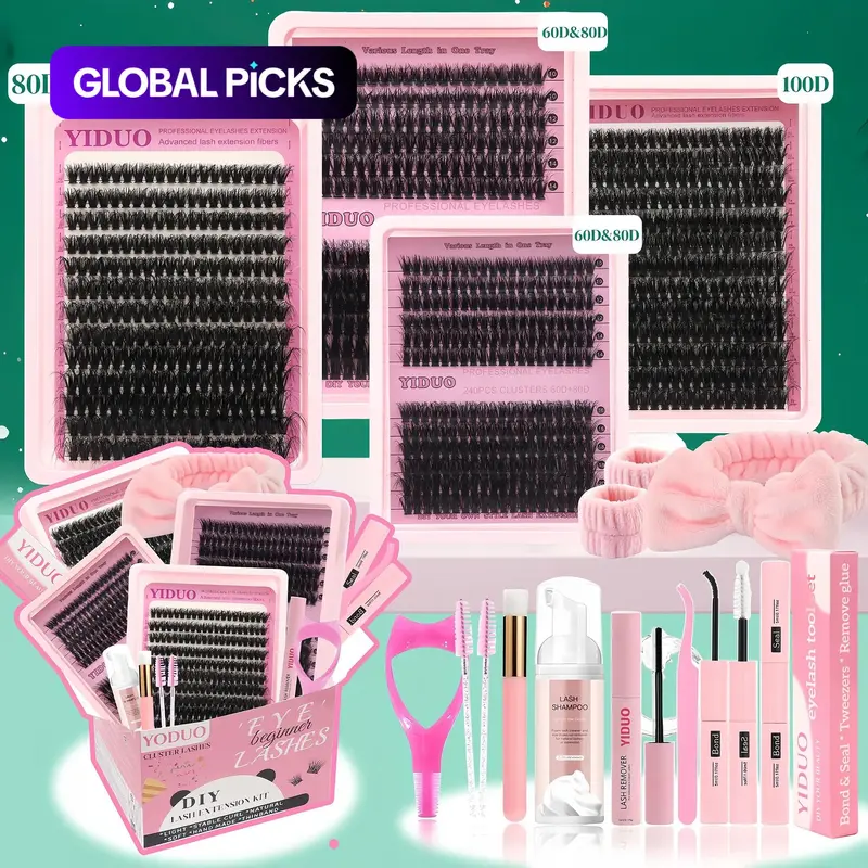 【Black Friday】Mixed Length Individual False Eyelashes Kit, DIY Natural-Looking Eyelash Extensions with Accessories, Self-Grafting Curling Lashes for Women, Cosmetic False Lashes Makeup Products #GLOBAL PICKS