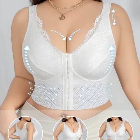 Multi-functional Shaping Bra Designed for Plus-Size Women Front-Closure Push-Up Bra Wire-Free Posture-Correcting Bra with Tummy-Control Shaping Casual Everyday Underwear Comfort Underwear Shaping Tops Women's Apparel Correction Brassieres