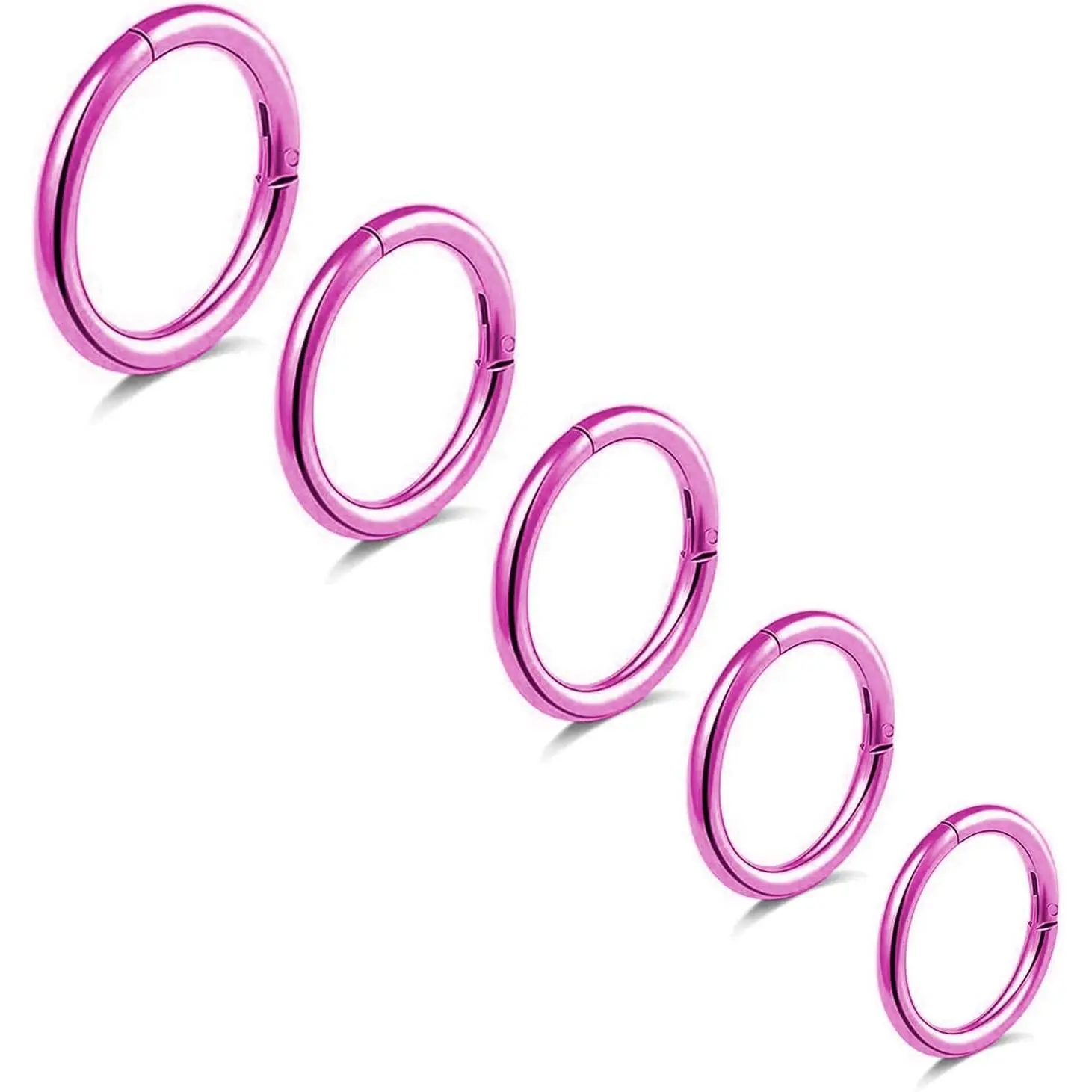 5 count G23 Titanium Nose Rings 16G/18G/20G Hinged Clicker Segment Nose Rings Hoop Lip Septum rings Multi-Color Tragus Cartilage Sleeper Earrings 6mm 7mm 8mm 9mm 10mm  Nose Rings for Women Men