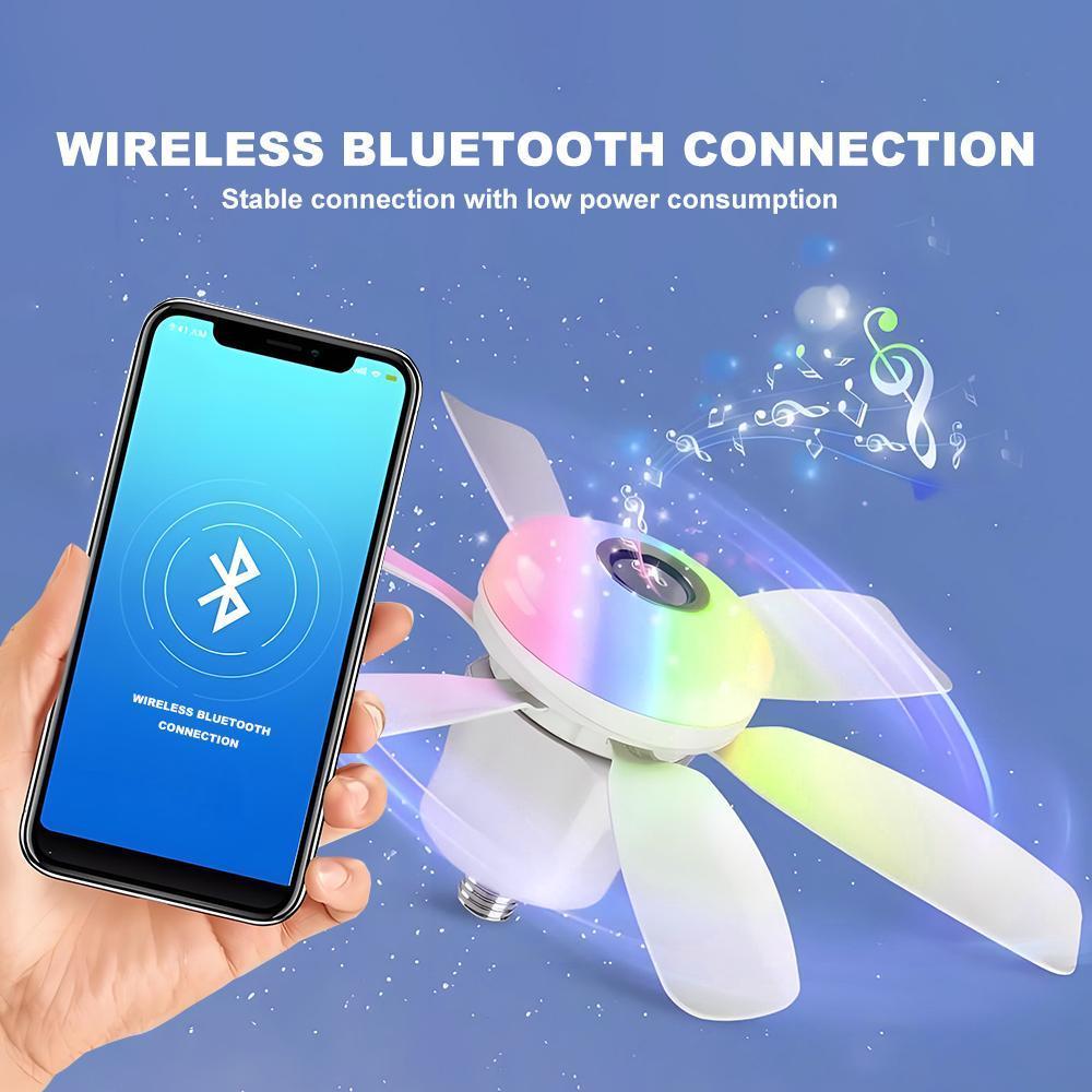 Remote Control Ceiling Fan Light with Bluetooth-compatible Speaker, RGB Fan Light with 3 Adjustable Brightness Levels, No Noise for Small Bedrooms and Indoor Parties