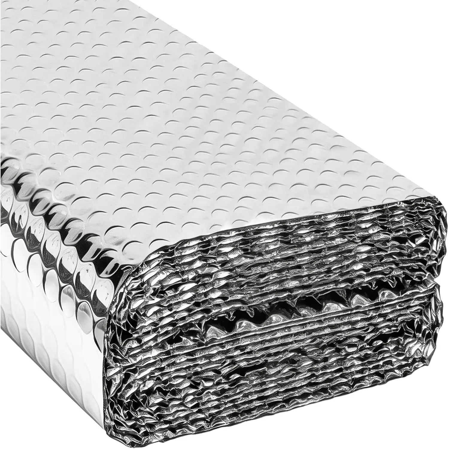 Double Reflective Insulation Roll 23.6 in X 10 FT, Double-Sided Aluminum Bubble Roll for Summer Heat Window Insulation, Garage Door, Roof, Car