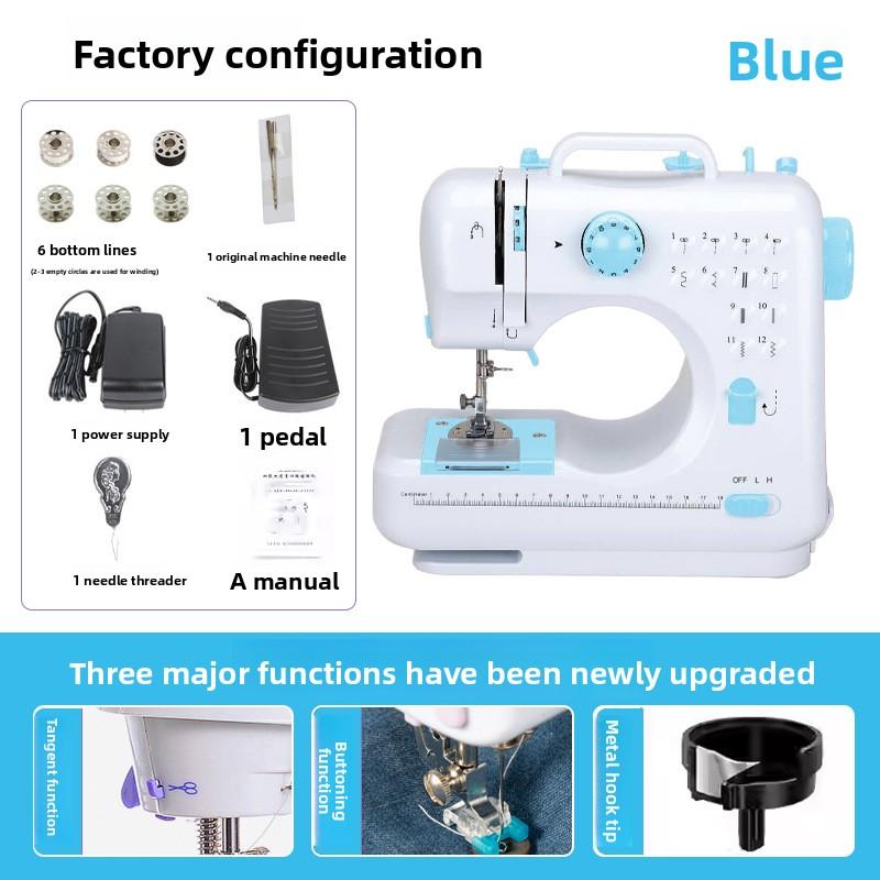 Desktop Sewing Machine Mini Portable Overlock Sew Thick Fabrics Attach Buttons Electric Automatic