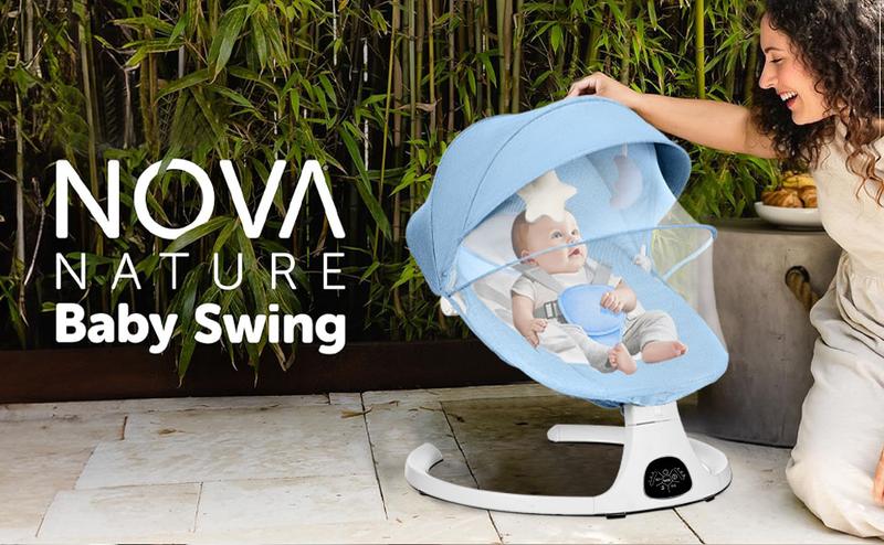 Baby Gift Electric Baby Swing for Infants with 5 Speeds,10 Lullabies,Adjustable Sound Volume,Baby Rocker, Baby Bouncer,Baby Electric Bassinet,Indoor & Outdoor Use,Remote Control,Grey