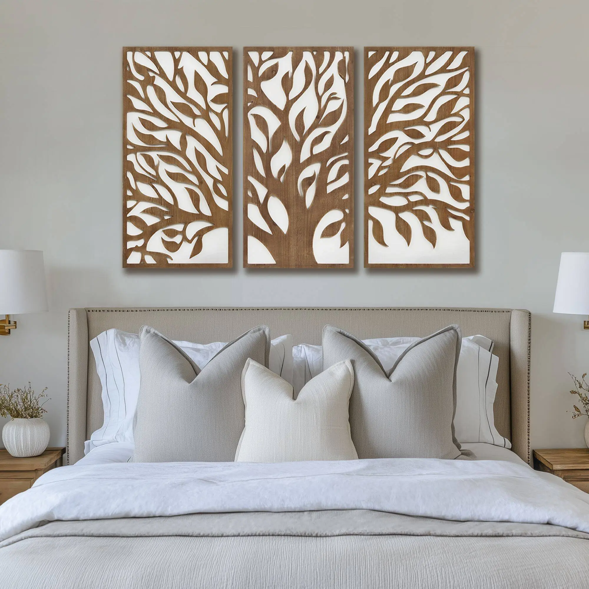 ARCH Birch Botanical Two-Tone Wood Panel Wall Decor Set - 3D Textured Wooden Wall Art Panels for Living Room Bedroom Accent Wall Decoration, Natural Wood Finish, Easy to Hang, Set of Panels, Home Furniture and Household Product Search Terms