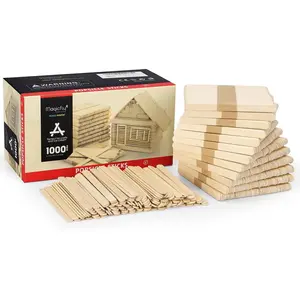 1000pcs Popsicle Sticks, Natural Wooden Food Grade Craft Sticks, 4-1/2 Inch Great Bulk Ice Cream Sticks for Craft Project, Home Decoration