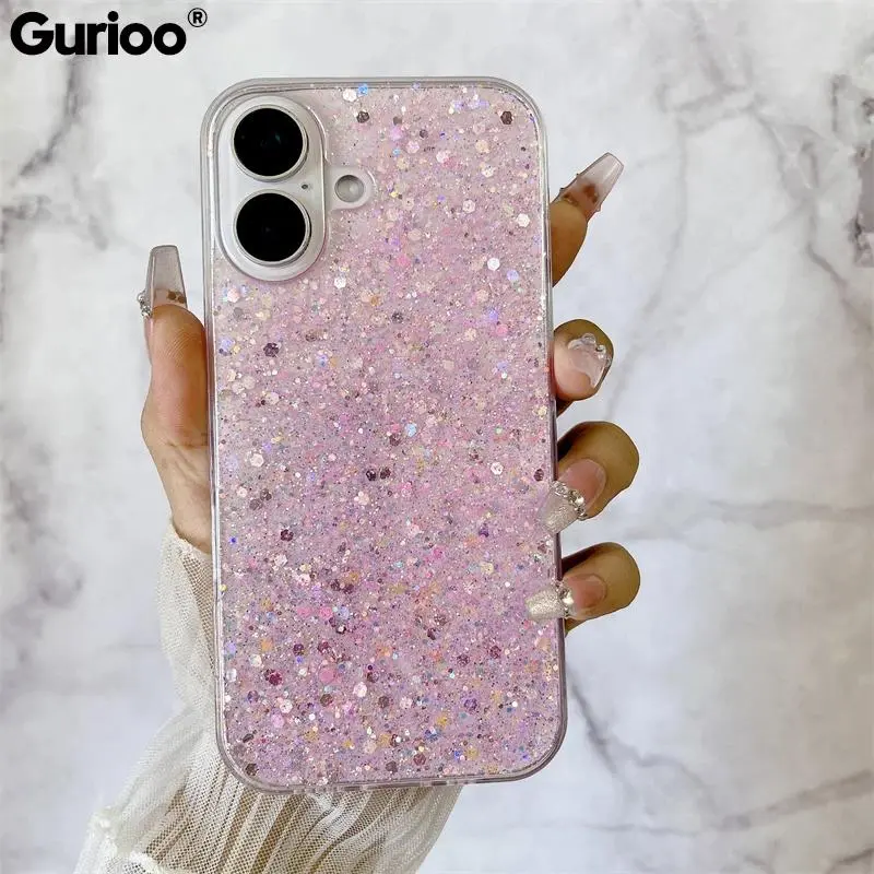 Sequined Glitter Silicone Phone Case with Sparkle Effect, Multi-Model Fit for iPhone Series (17,16,15,14,13,12,11 Pro Max,6,6S,7,8 Plus,X,XR,XS Max,SE 2), Fits iOS , Smartphone, Handheld compatibility shockproof skin-friendly touch soft cover