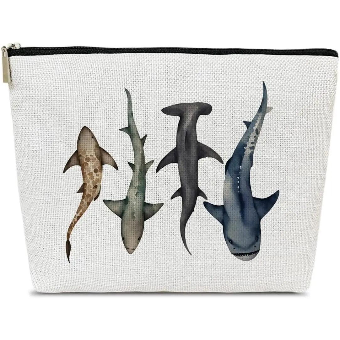 Shark Themed Bag, Shark Gifts for Women, Zipper Pouch |   Shark Stuff Ocean Themed Bag, Makeup Bag for Girls