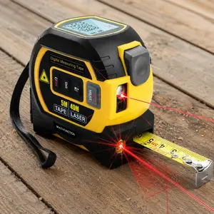 Digital Laser Tape Measure with High-Precision Rangefinder & Backlit LCD. Features Auto-Lock Tape, Multi-Unit Switching (Metric/Imperial). Ideal for Indoor/Outdoor Construction, Renovation & Professional Engineering