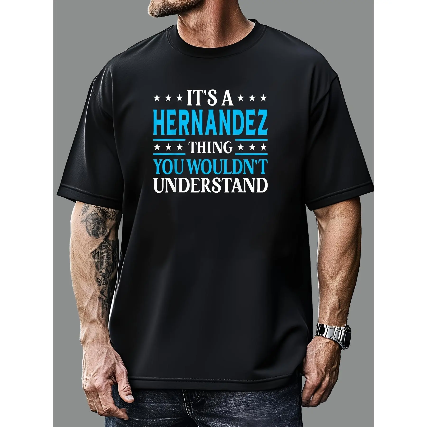 Men's Hernandez Humor Slogan Pure Cotton T-Shirt - Casual Chic Foldable Streetwear, Round Neck Short-Sleeve 180G Machine-Washable Year-Round Wear Attire (Hernandez Last01 2026 Summer Style)