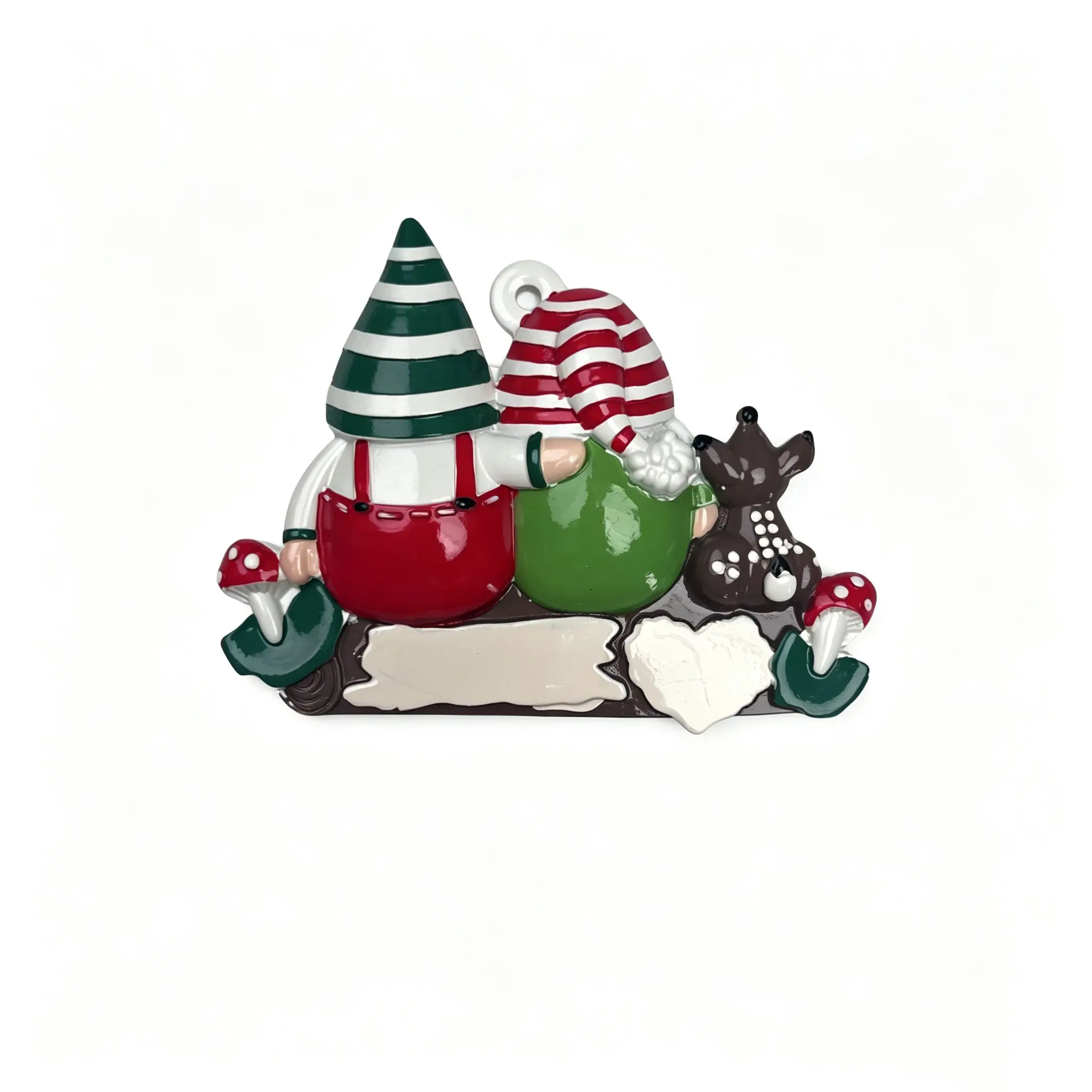 1pcs New Christmas Dwarf Family and Dog Hand-Painted 3D Resin Ornament, DIY Customizable Name and Blessing, Personalized Holiday Gift Decor