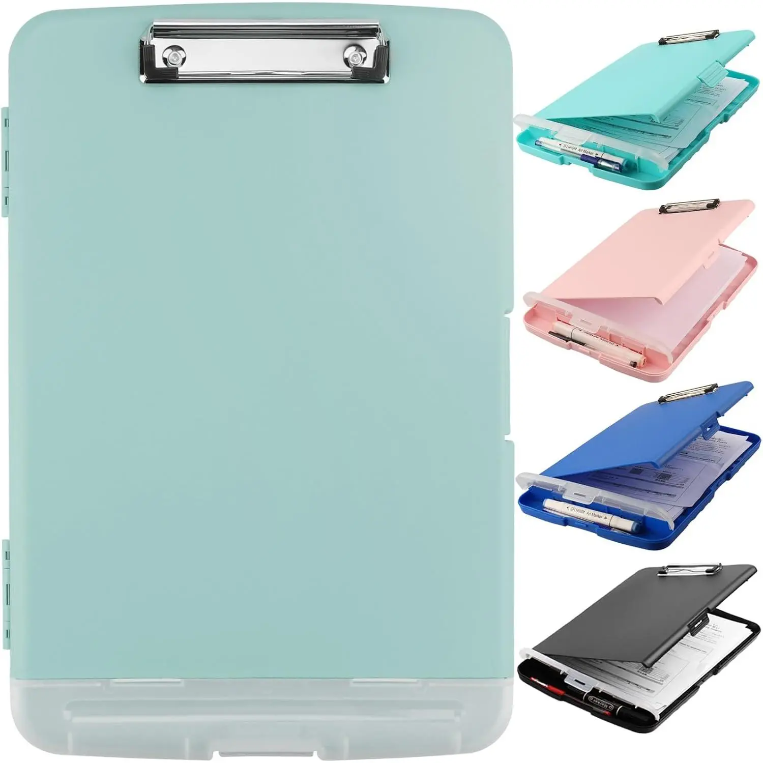 Storage Clipboard with Pen Holder, High Capacity Clipboards for Classroom, Clip Boards 8.5x11 with Storage, Low-Profile Clip, Lightweight Plastic Clipboard for , Lawers, Office Workers