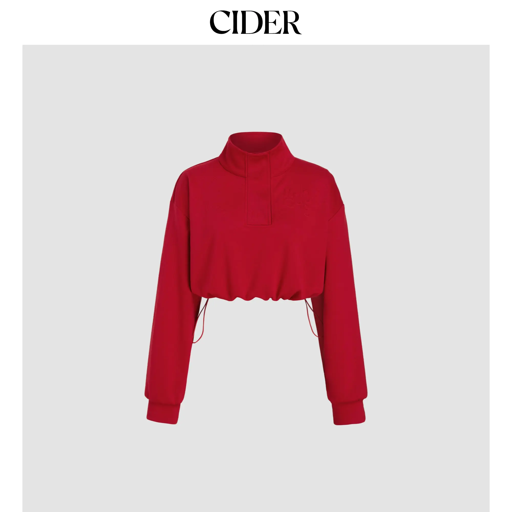 Cider [size 2-10] Terry Stand Collar Drawstring Crop Sweatshirt SummerFinds