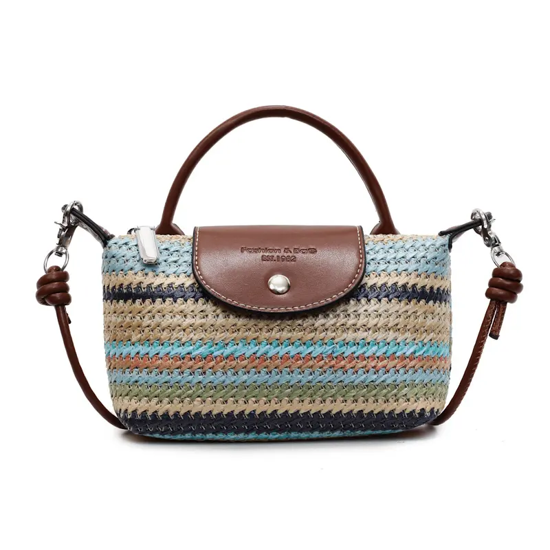 Rainbow Straw Bag - Shoulder Bag with Ultra Light Design, Crossbody Bag