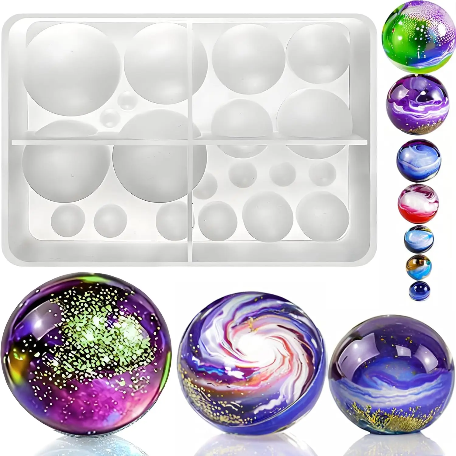 Sphere  Molds for ,Seamless Sphere  Molds , Bead Mold,Small  Molds for Jewellery Making,Pendant and and DIY Gifts,for resi n Casting(20Cavity Sphere Molds)