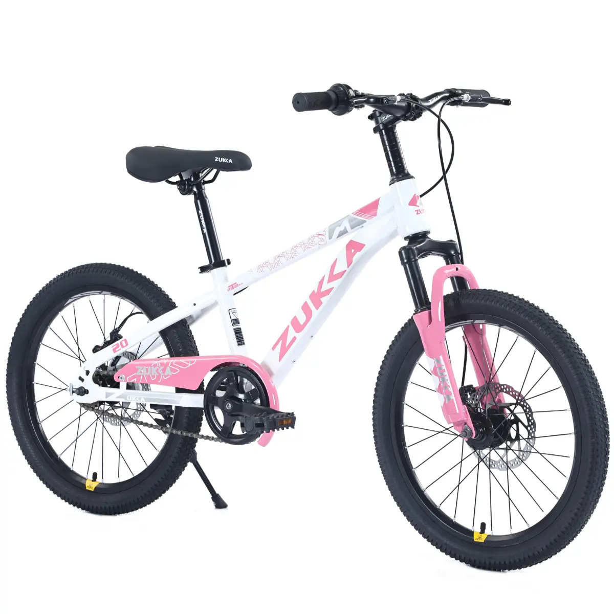 20 Inch Kids' Mountain Bike for Boys and Girls (44-56 Inches, 220lbs Capacity), All-Terrain Steel Frame Bicycle with Front Suspension, Dual Disc Brakes, Single-Speed, Height Adjustable, 85% Assembled with Tool Kits