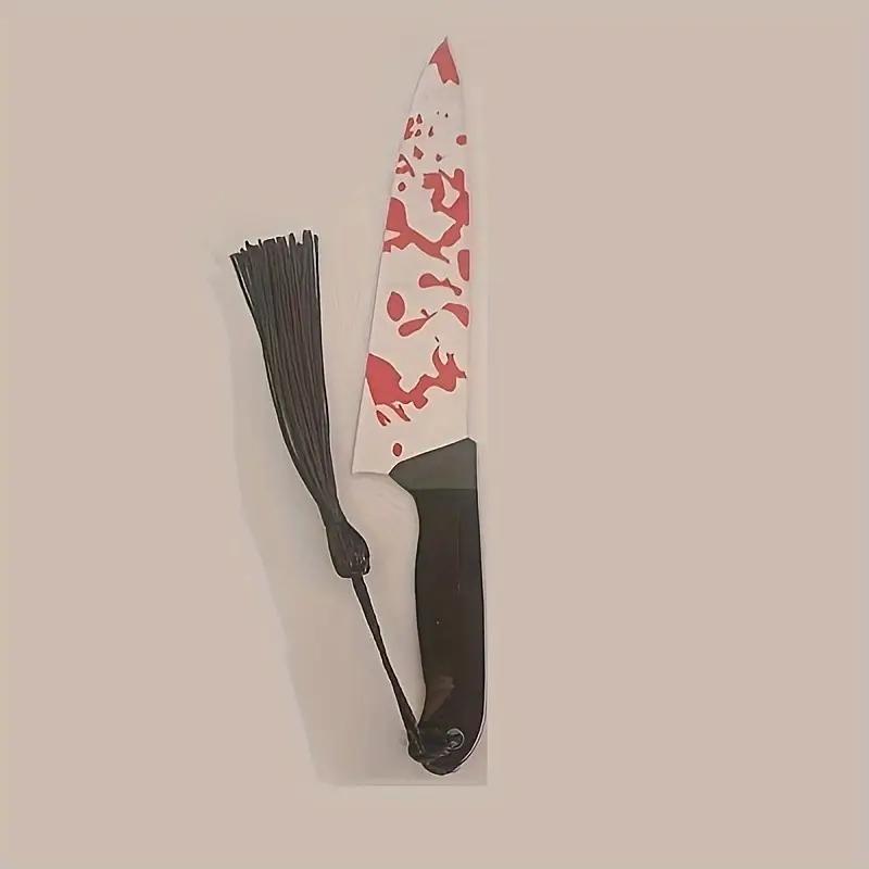 Gothic Horror Acrylic Bookmark Set, Blood Knife Design with Tassels, Durable Transparent Page Markers for Halloween Reading