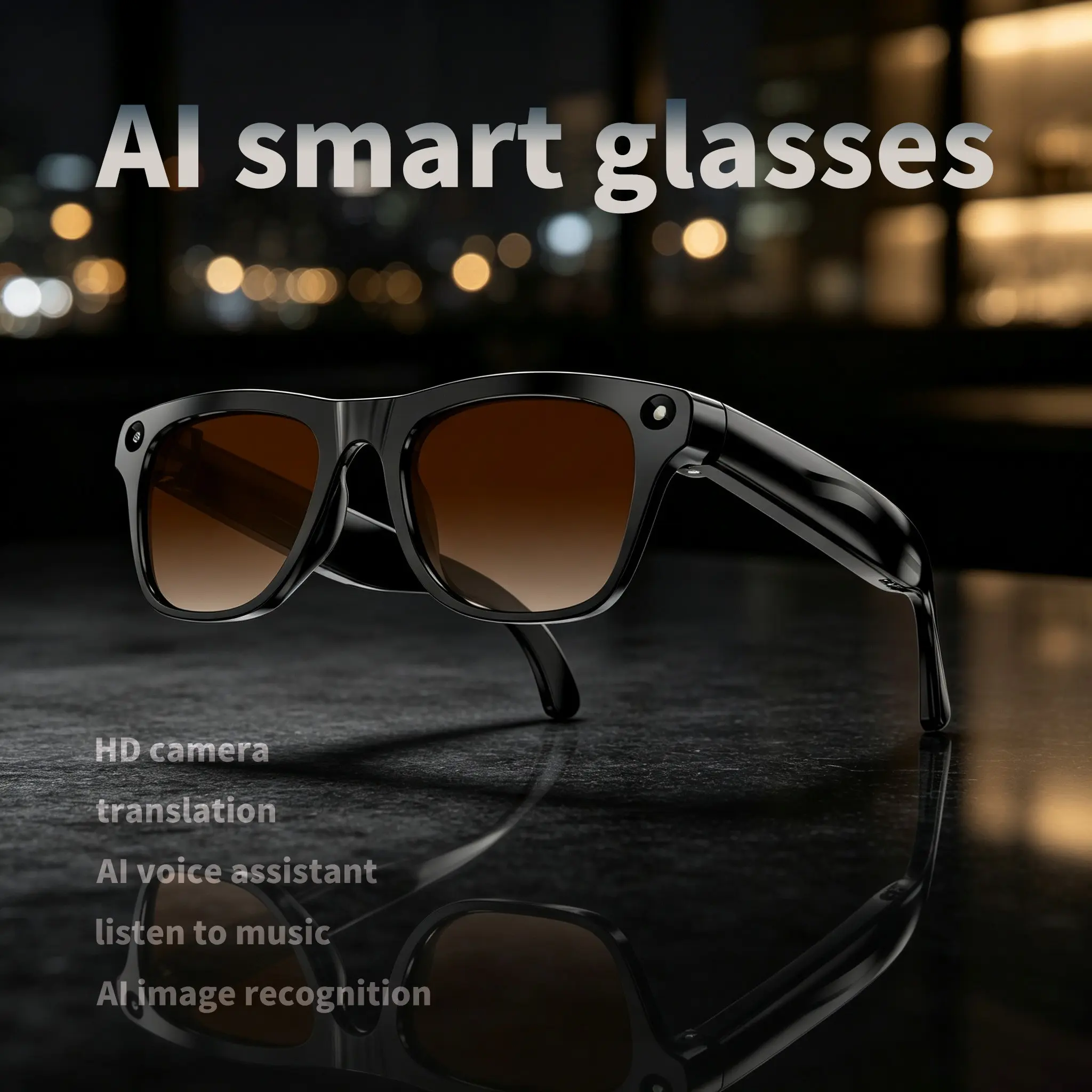 New 8mp AI Smart Glasses for Men, HD 1080P Camera, Real-Time Language Translation, Bluetooth-compatible V5.3, WiFi Transmission, 290mah Battery, Lightweight Frame