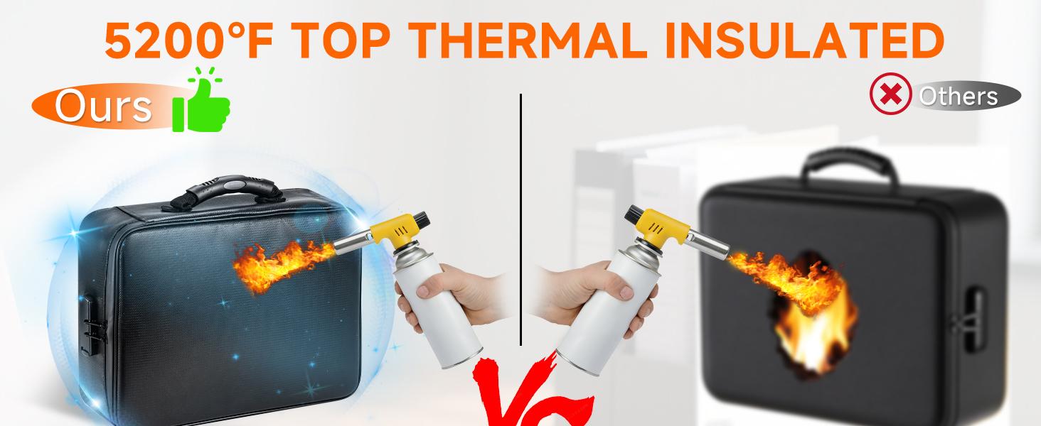 Fireproof Document File Organizer Bag, 5200°F Portable File Organizer With Lock, 16-Layer File Box, Waterproof and Heat-Insulated, Safe Storage For Important Documents, Laptop, Files and More