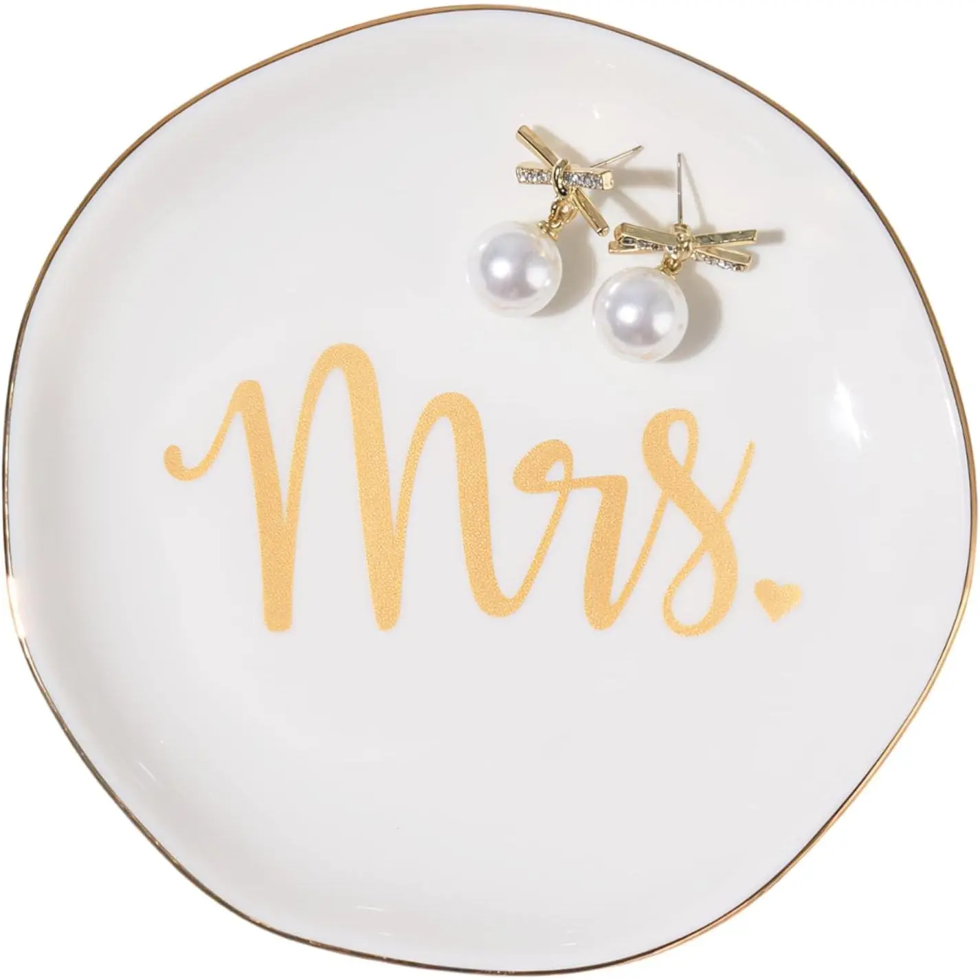 Mrs. Ring Dish Trinket  Tray Ring Holder Engagement Gifts for Couples Newly Engaged, Bridal Shower Gifts for Bride to be Her Wedding Gifts for Newlyweds Bachelorette Future MRS