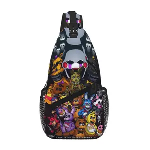 Five Nights At Freddy's Lightweight Chest Sling Bag for Everyday Use Outdoor Camping Business Travel Cartoon Casual Merch Shoulder Backpack for Tablet Gift for Men Women and Kids