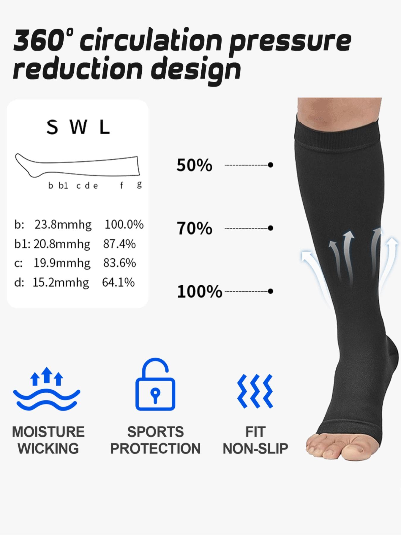 Open Toe Zipper Compression Socks, Knee High Sports Socks for Women & Men, Sports Socks for Cycling, Running, Hiking, Travel