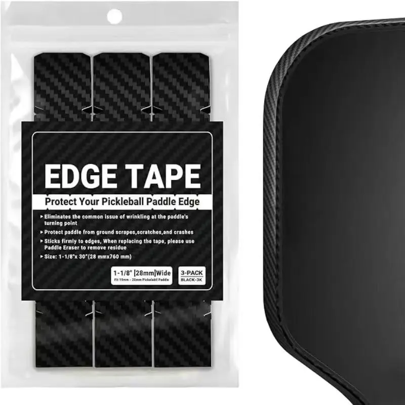 Pickleball Edge Protection Tape, 3-Pack for 12mm-18mm Rackets, Perfect Curved Edges, Easy to Use, No Wrinkles, Pickle Ball Paddle Guard