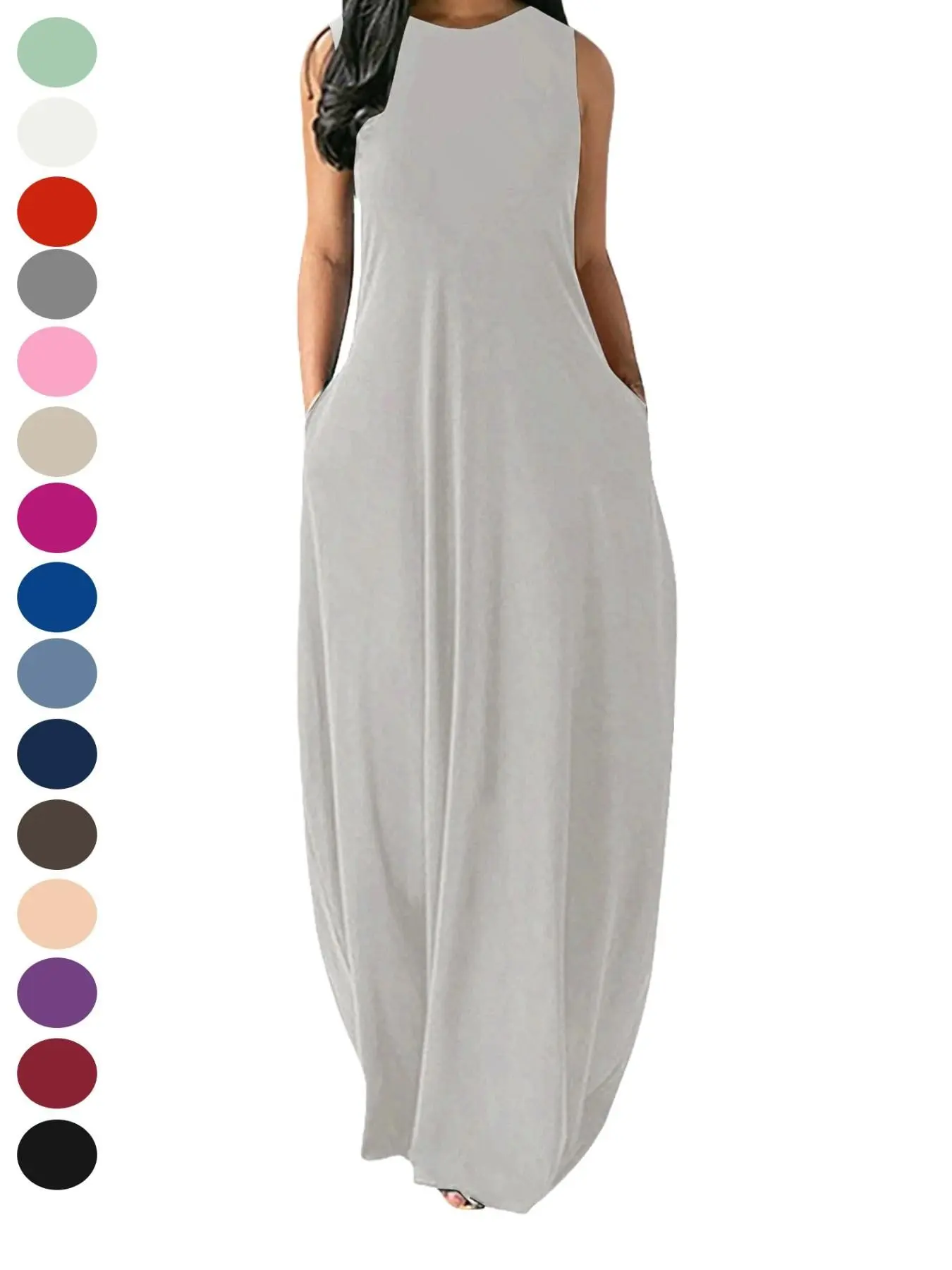 Women's Casual Solid Sleeveless Maxi Dress, Fitted Design for Comfortable Wear, Perfect for Everyday