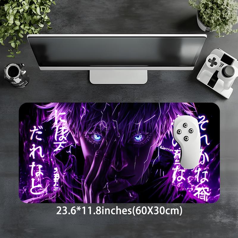 Neon Purple Cool Anime Large Game Mouse Pad, Aesthetic Desktop Decoration Protective Pad, Non-slip Lock Edge Work Pad, Multi-size Mouse Pad, Gaming Mousepad, Desktop Accessory