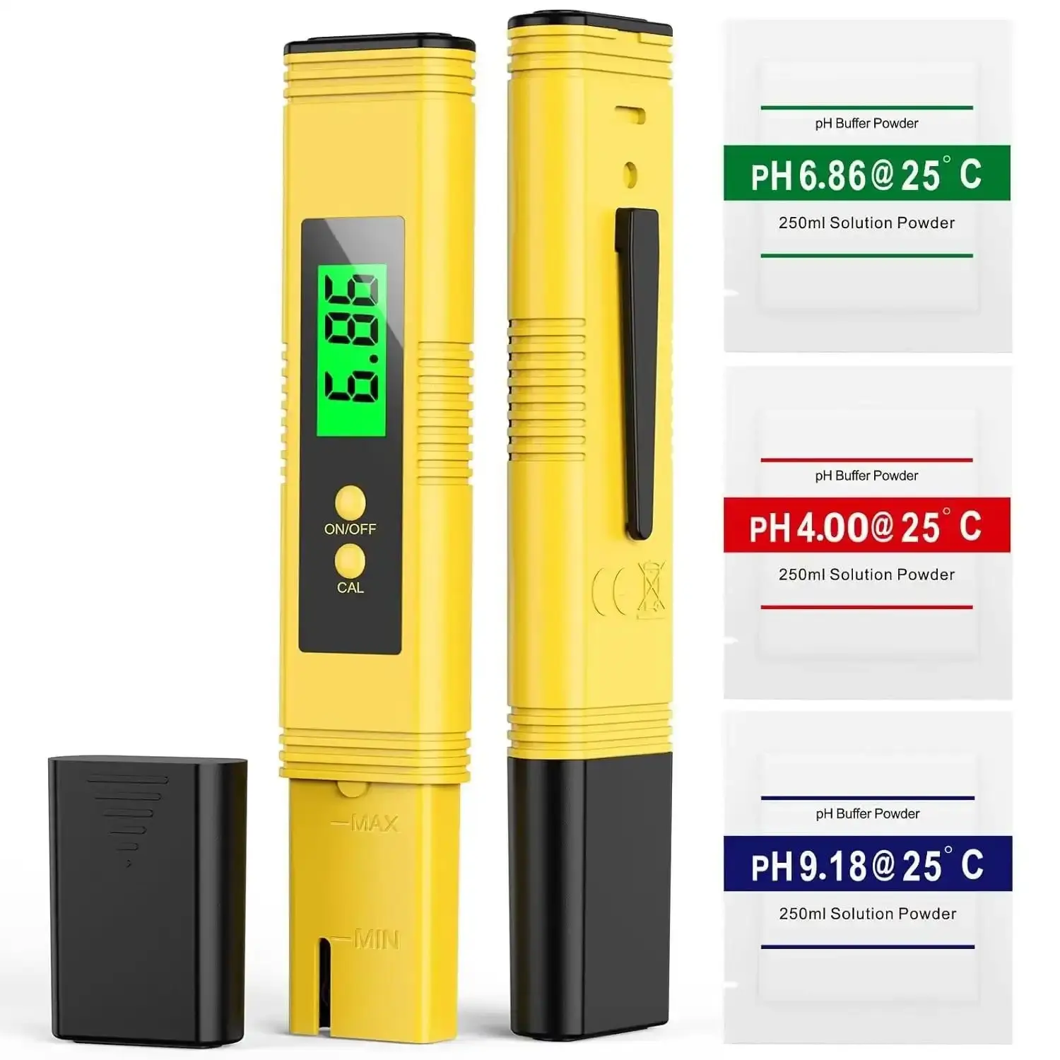 Swiilpo All-New Digital pH Meter for Water - 0.01 pH Prec, High Accuracy, UL Certified, Pre-Calibrated, 3 Calibration Powders, Batteries & Cells Included - Ideal for Swimming Pools, Water Analysis