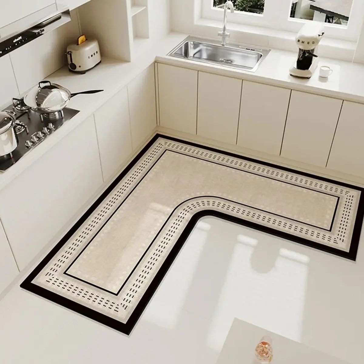 Diatomite Kitchen Mat, L-shaped Non-slip Kitchen Rug, Oil & Water Absorbent Kitchen Floor Mat, Anti Slip Rugs, Suitable for Home & Kitchen Floor