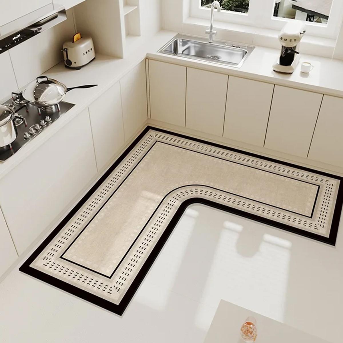 Diatomite Kitchen Mat, L-shaped Non-slip Kitchen Rug, Oil & Water Absorbent Kitchen Floor Mat, Suitable for Home & Kitchen Floor, Kitchen Area Rug, Kitchen Runner Rug