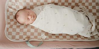 Linen Baby Pacifier Clip Holder| Soft Fabric Strap, 2-Pack (Olive/Shifting Sand)