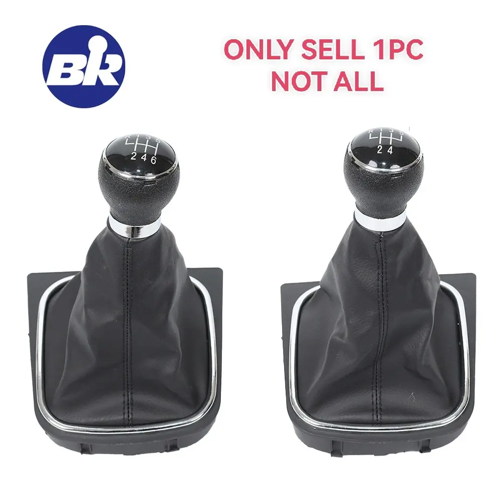 Volkswagen Golf 5th Gen Mk5 Mk6 Jetta R32 (2004-2014) 5/6-Speed Gear Shift Knob with Leather Sleeve, Car Interior Molded Parts, Car Accessories