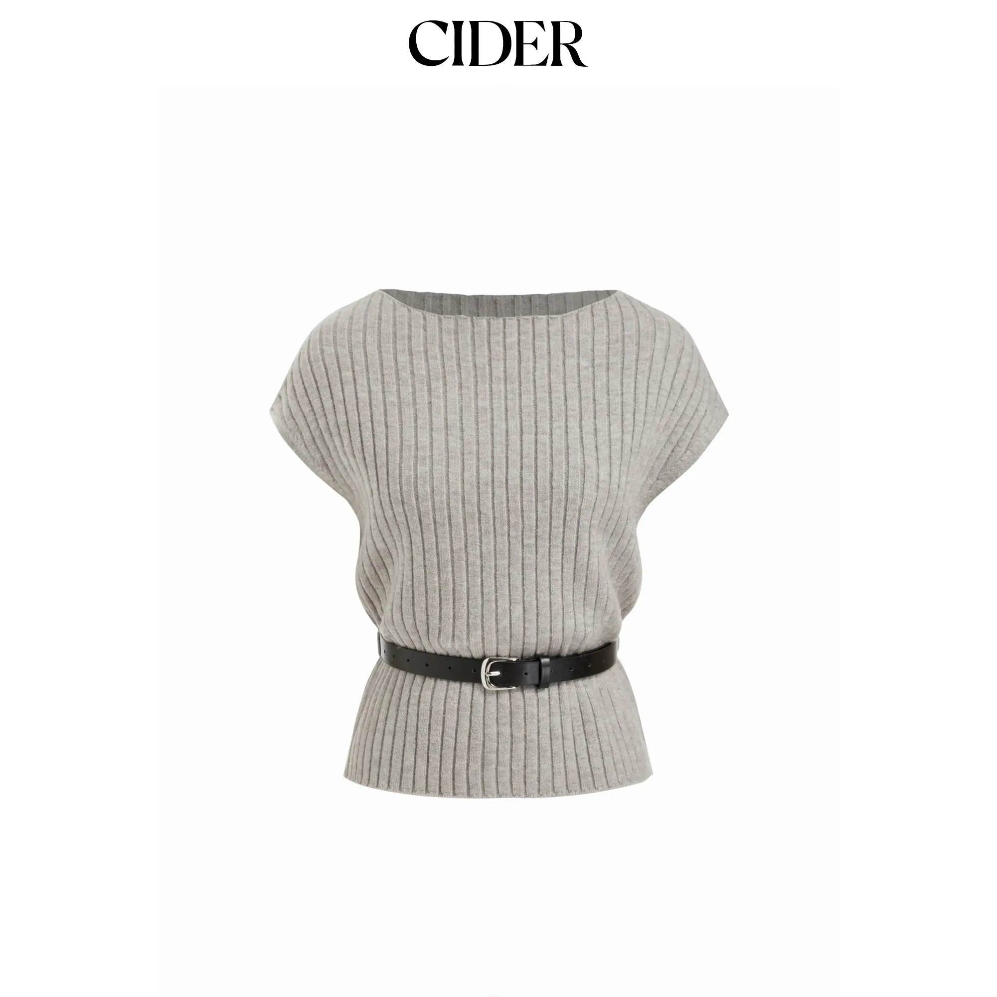 Cider Knit Boat Neck Top With Belt
