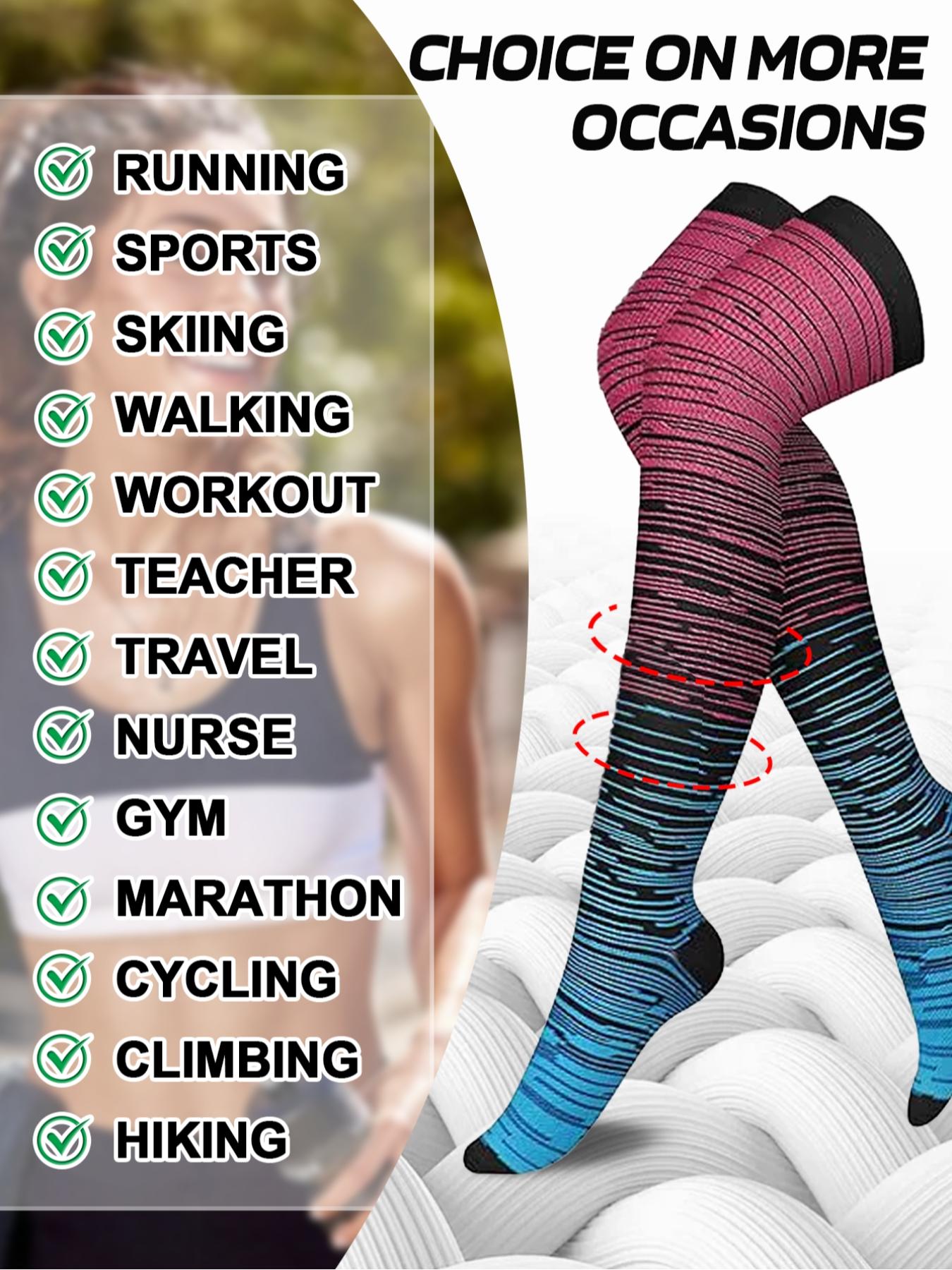 3 Pairs Knee Thigh High Compression Stockings Over the Knee for Women Men Long Socks 15 - 20 mmhg Circulation Socks Blood Flow Issues Running Pregnancy Sport Gym Medias para la Mujer Medical