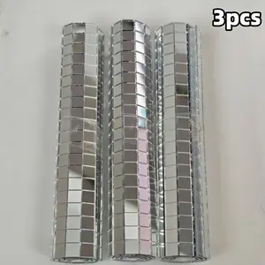 3-Piece Self-Adhesive Mirror Mosaic Tiles, Disco Ball DIY Craft Kit, Home Decor, Jewelry Box, Party Background