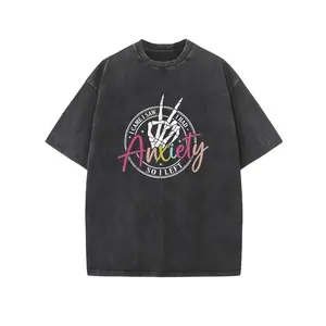 1 piece, 230g washed printed T-shirt with "Power of Confidence" print, premium batik cotton vintage fashion brand tee with substantial thickness ideal for summer wear