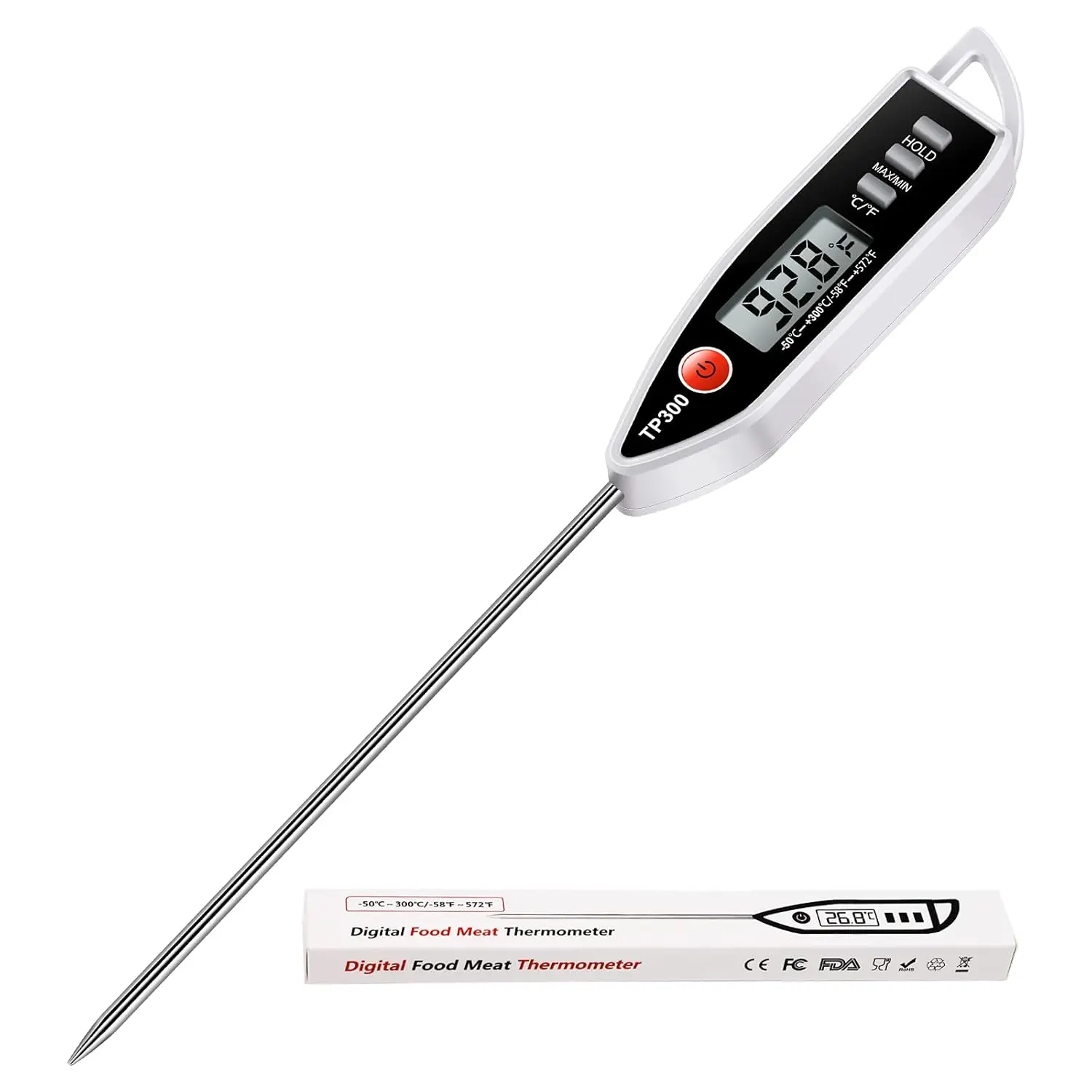 Meat food thermometer, digital candy cooking thermometer, kitchen cooking thermometer, instant reading, suitable for measuring the temperature of barbecue, oil, milk, bath water, frying, and candles