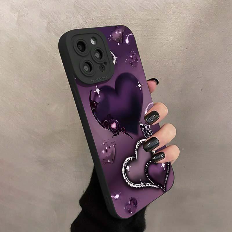 Heart Pattern Phone Case, Anti-drop Cellphone Protective Case, Total Protective Shockproof Mobile Phone Cover for iPhone 11 12 13 14 15 16 Pro Max/Pro/Plus, Phone Decoration