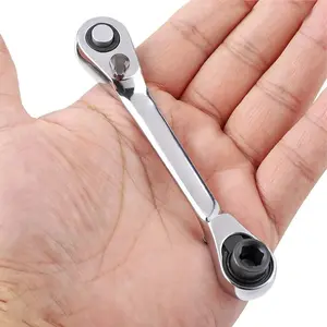 Silver Color Ratchet Wrench 1/4 Inch Mini Dual-Head 72 Teeth Drive Socket Set, Practical Rotation Tool, Quick Install Release