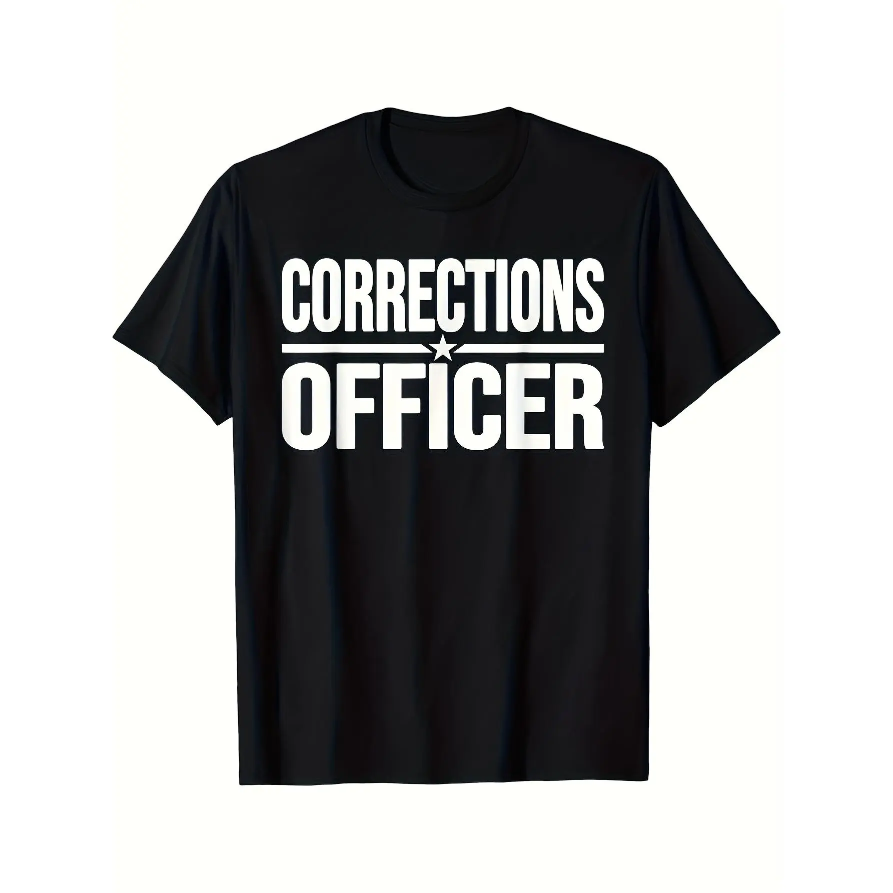 Corrections Officer Prison Guard Uniform T-Shirt Bold 'Corrections Officer' Inmate Number 9909 Print Highstretch Knit Allseason Comfort Unisex Roleplay Costume Or Training Retro Casual Short-Sleeved T-Shirt with a RoundStreetwear Menswear Basic Print Soft