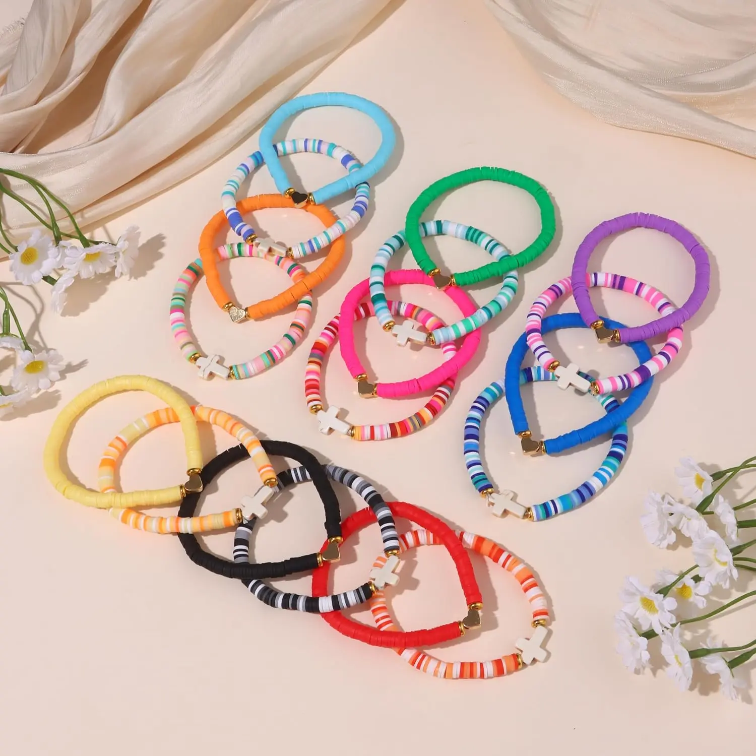 9PCS Cross Bracelet Set – Christian Jewelry Gift, Jesus Bracelets for Women Easter Baptism