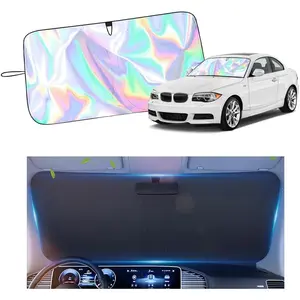 57.09 * 31.5" Windshield Sun Shade Foldable,Upgraded 210T Radium Titanium Silver Car Windshield Cover with Storage Pouch for Automotive Interior Protection,Universal Car Sun Shade (57.09 * 31.5 inch)Gift.